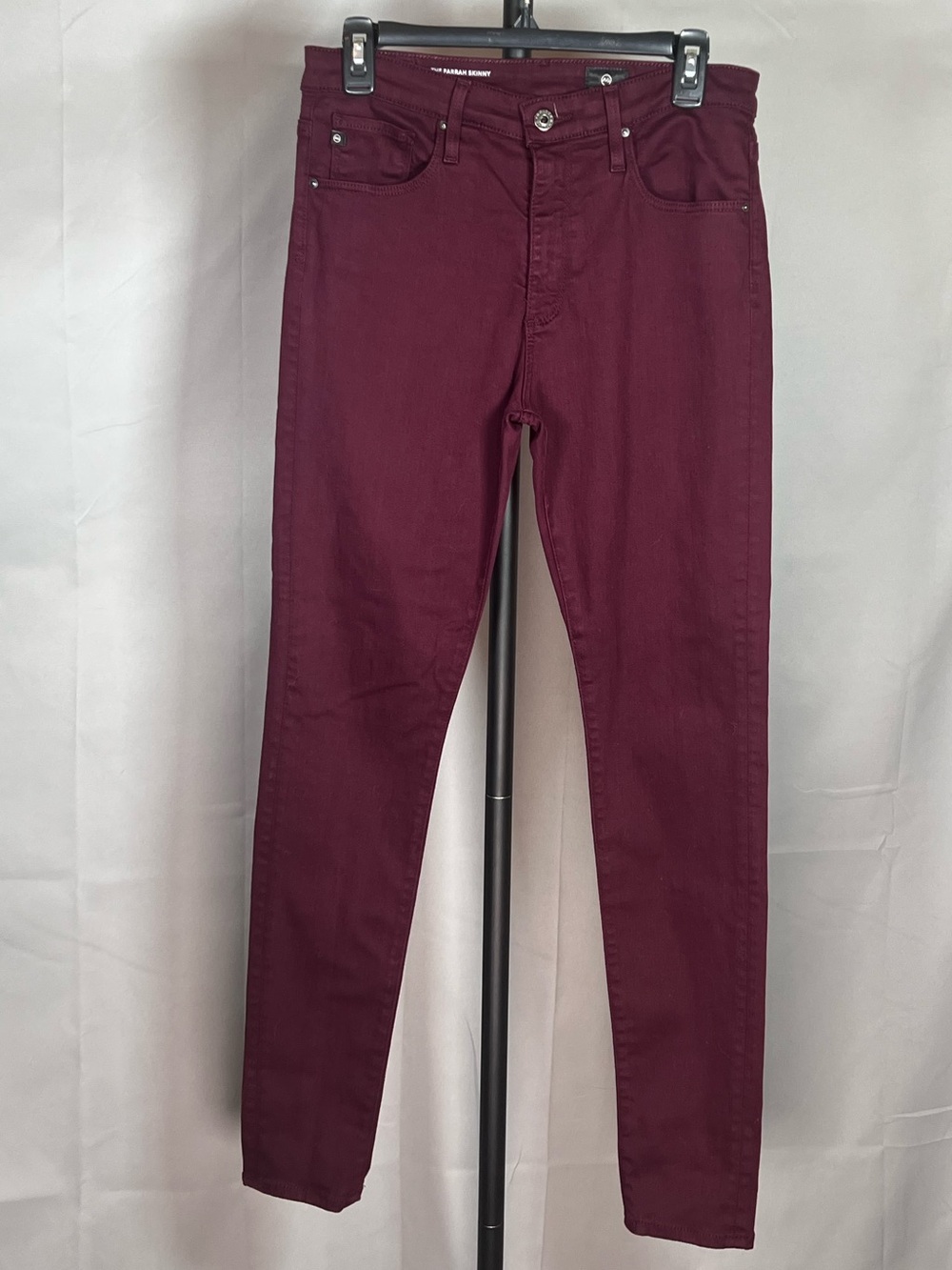 AG Adriano Goldschmied Farrah Skinny High Rise Jeans 29R Burgundy
